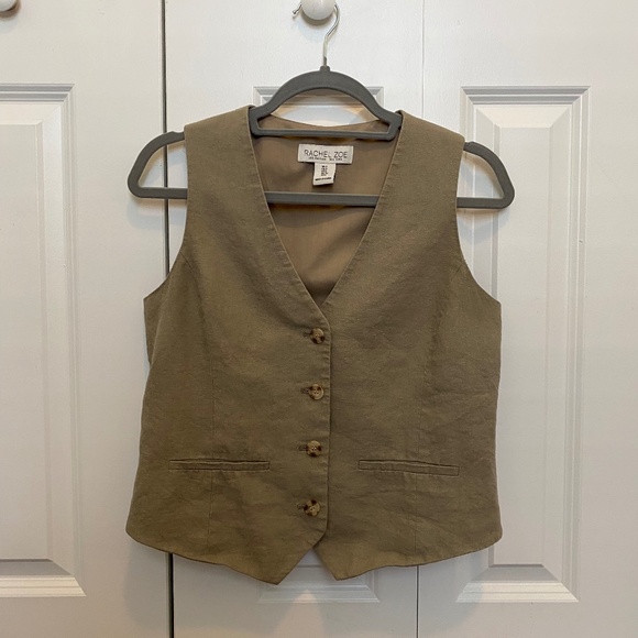 LINEN BLEND BEIGE VEST - Picture 2 of 5